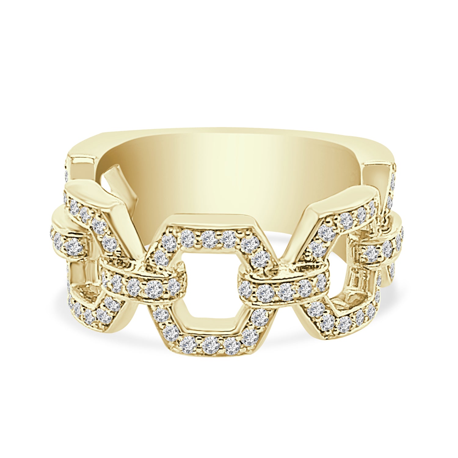 Sparkling Diadem: 14 Karat Yellow Gold Diamond Link Ring (0.66 Carat)