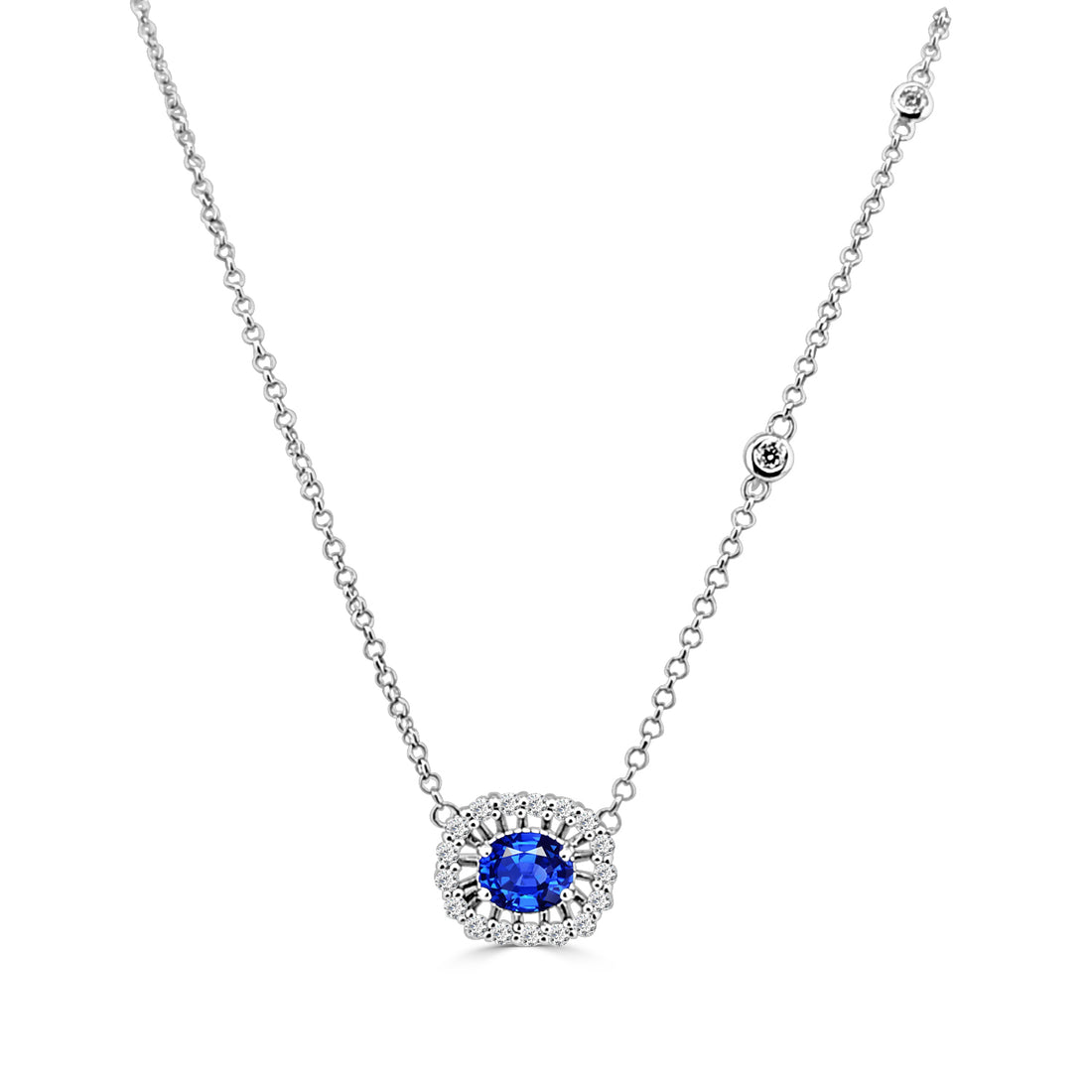 14 Karat Yellow Gold Necklace with 1.00 Carat Blue Sapphire