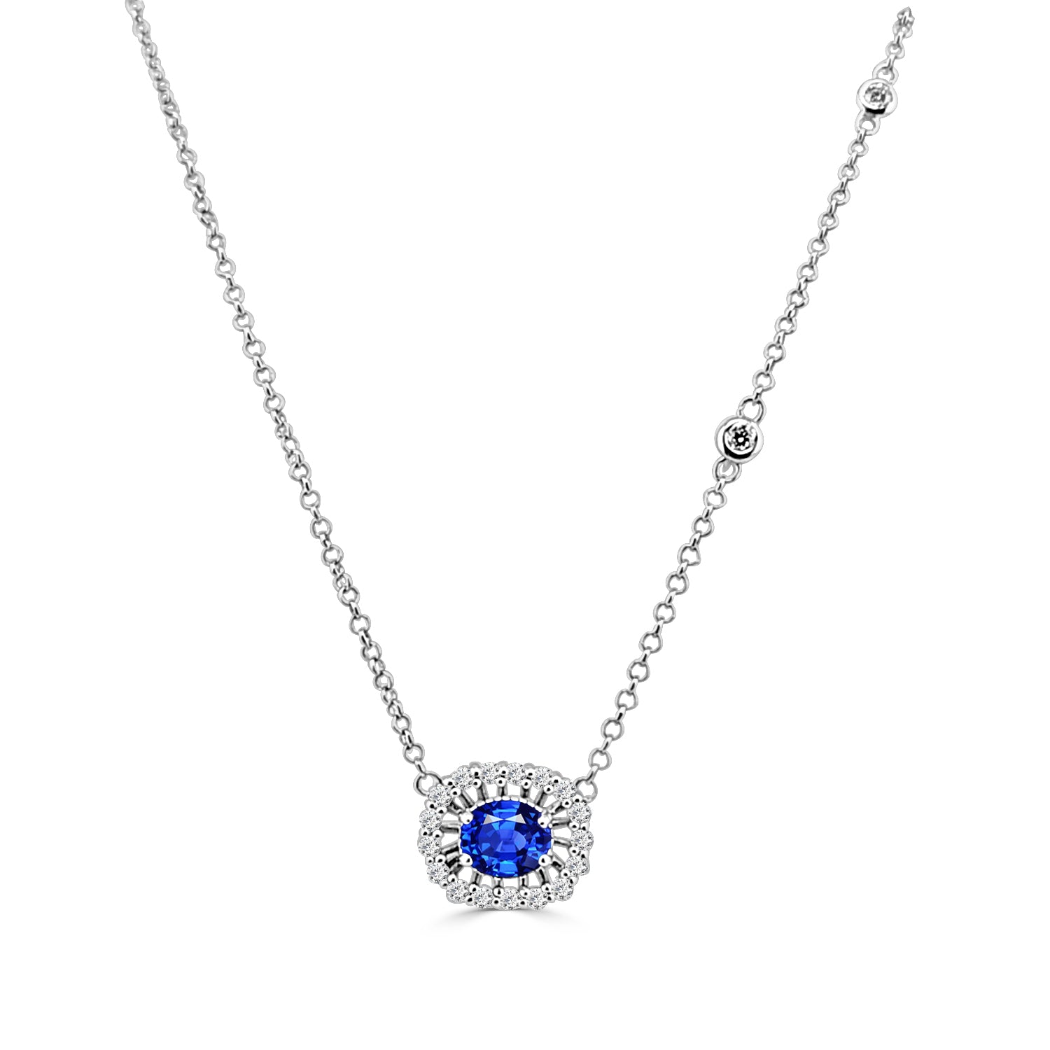 Stunning 14 Karat Yellow Gold Necklace with 1.00 Carat Blue Sapphire