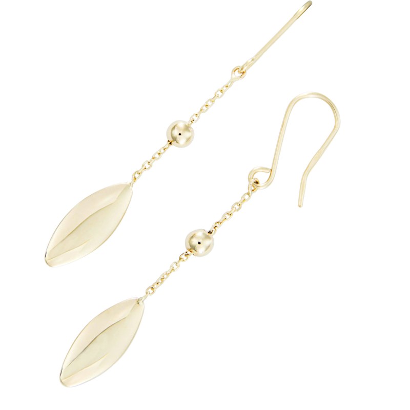 Sparkling Fishhook Dangle Earrings in 14 Karat Yellow Gold