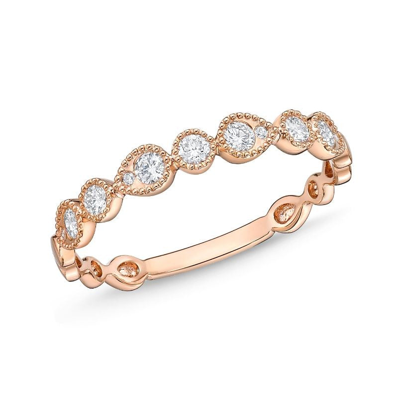Vintage 18K Yellow Gold Ring with Pear &amp; Round Natural Diamonds (0.22 ct)