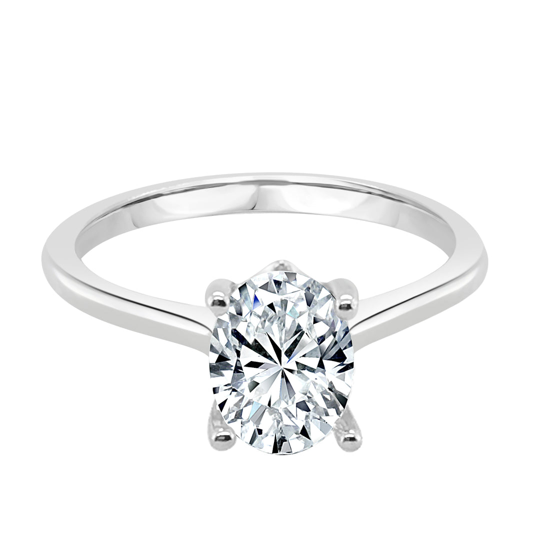 Oval Petite Platinum Engagement Mounting with Stunning Cubic Zirconia