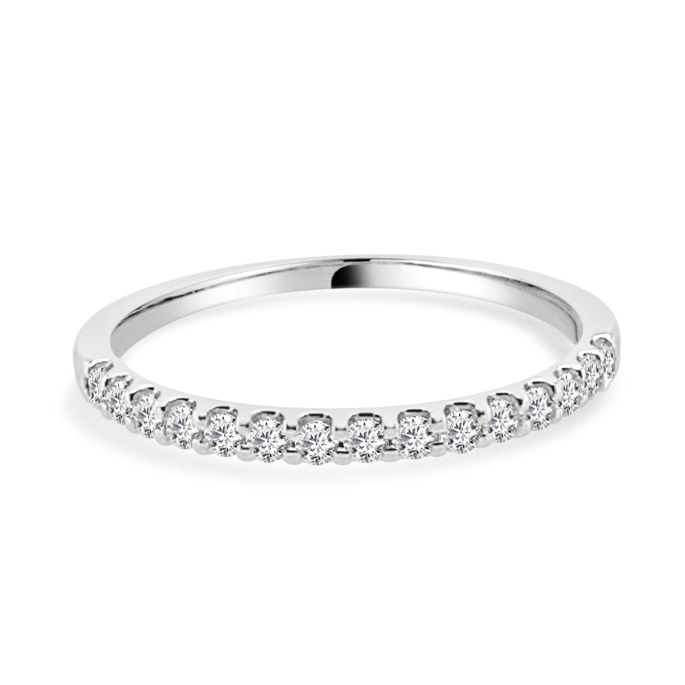 14K White Gold Straight Shared Prong Wedding Band with 0.26 Carat Round Natural Diamond