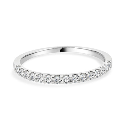 14K White Gold Straight Shared Prong Wedding Band with 0.26 Carat Round Natural Diamond