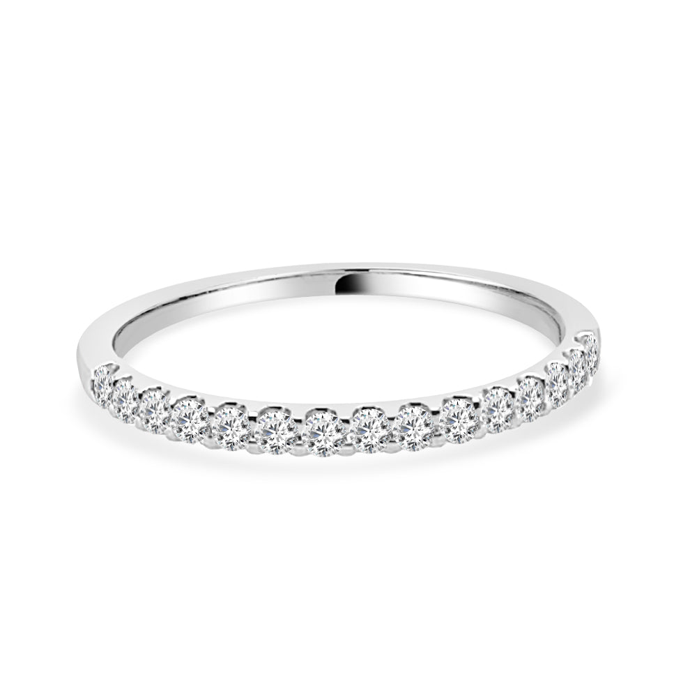 14K White Gold Straight Shared Prong Wedding Band with 0.26 Carat Round Natural Diamond