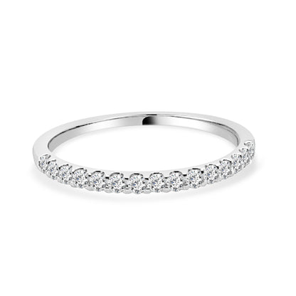14K White Gold Straight Shared Prong Wedding Band with 0.26 Carat Round Natural Diamond