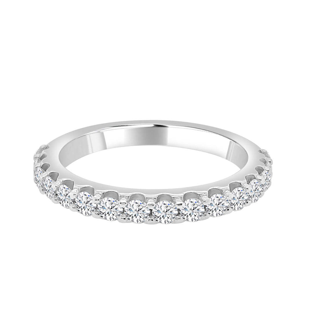 Stunning 14 Karat White Gold Wedding Band with Sparkling 0.56 Carat Natural Diamond