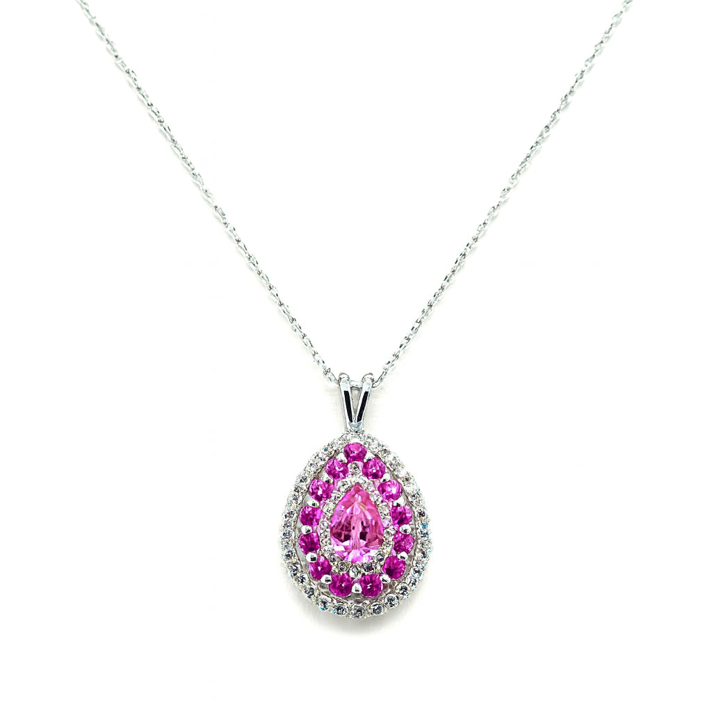 14 Karat White Gold Necklace with Pink Sapphire 2