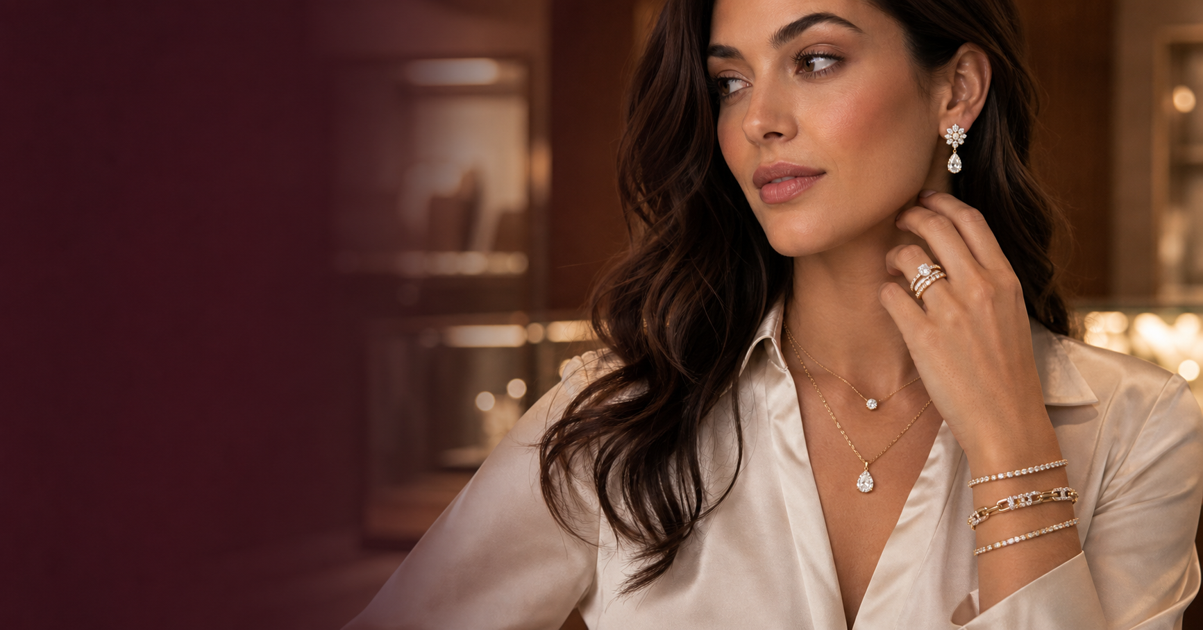 Woman wearing fine jewelry