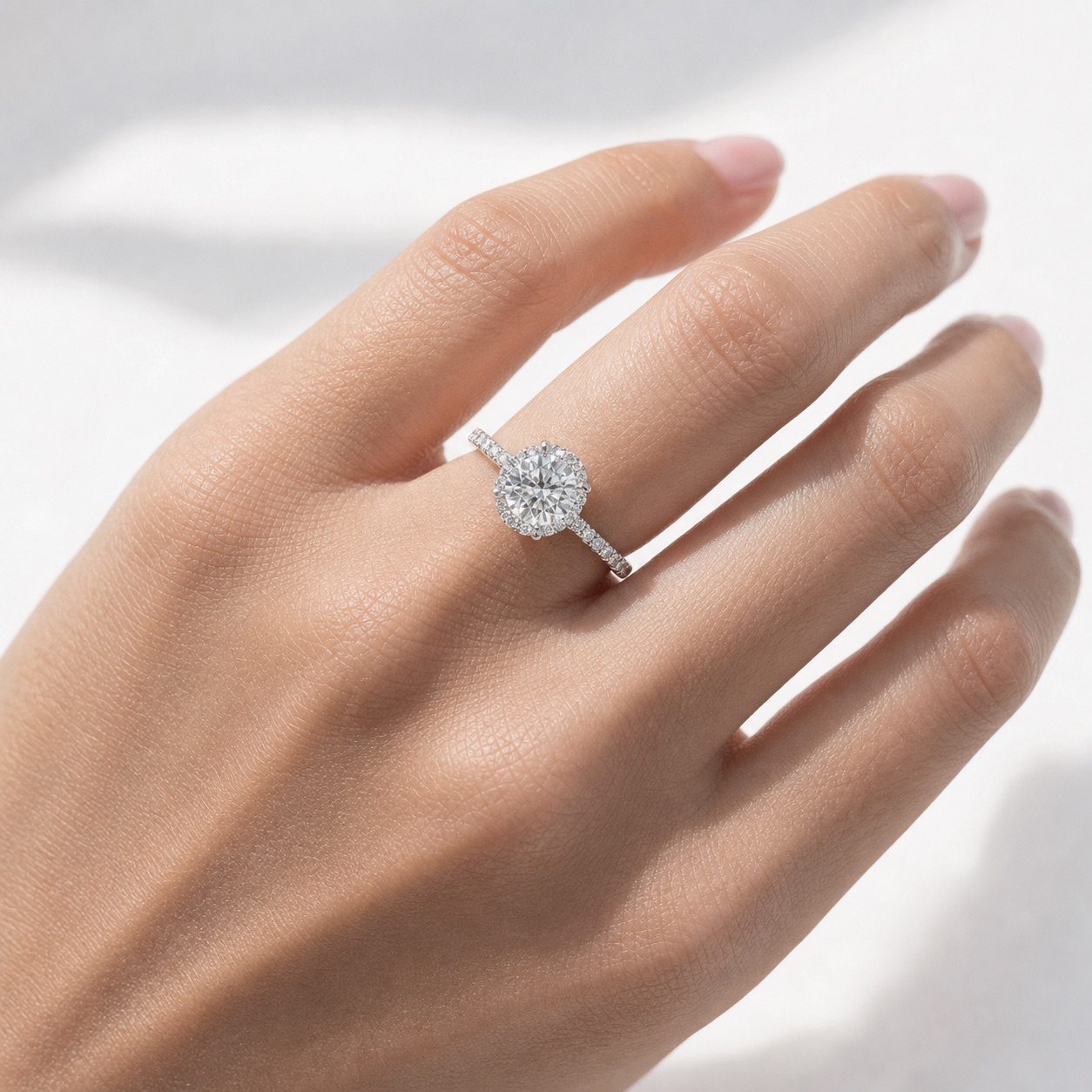 Halo engagement ring at A&J Jewelers