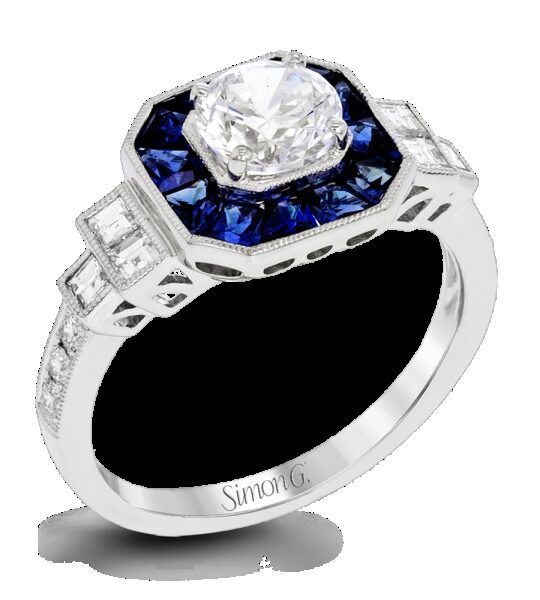 Simon G. Vintage Sapphire Halo Engagement Mounting