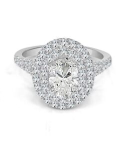 Oval Double Halo 0.73 Carat Oval Diamond Engagement Ring