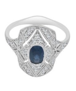 Antique Milgrain 0.60 Carat Oval Blue Sapphire Ring