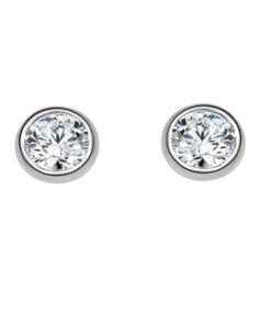 Bezel 0.82 Carat Round Diamond Earrings