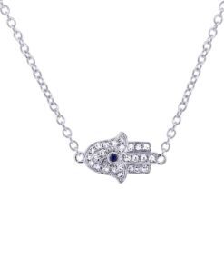Shy Creations Hamsa 0.01 Carat Blue Sapphire Necklace