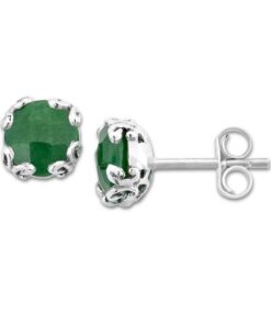 Samuel B. May Round Stud Emerald Earrings