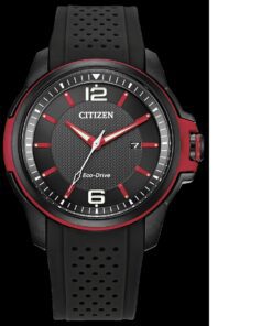 Citizen Red Accents Black Tone Mens Watch