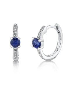 Shy Creations Huggie Hoop 0.33 Carat Blue Sapphire Earrings