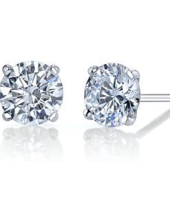 Four Prong 4.12 Carat Round Diamond Solitaire Stud Earrings