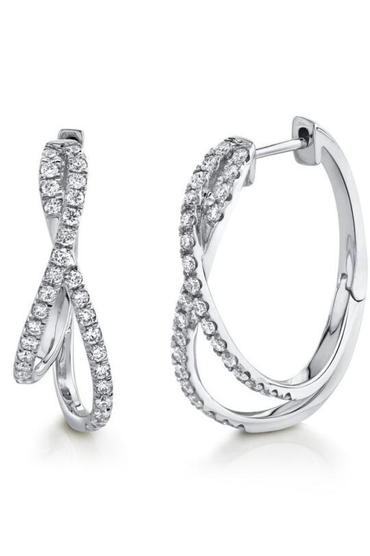 Shy Creations Oval Hoop 0.57 Carat Diamond Earrings