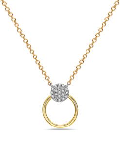 Circle & Pave Disc 0.05 Carat Diamond Necklace