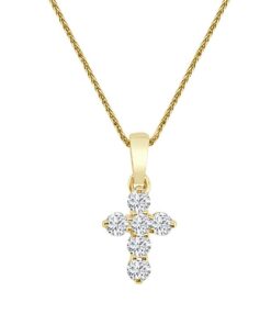 Petite 6 Stone Cross 0.48 Carat Diamond Necklace