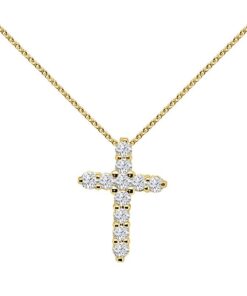 Small Cross 0.48 Carat Diamond Necklace