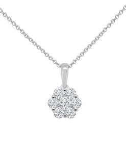 Fancy Cluster 0.74 Carat Diamond Necklace
