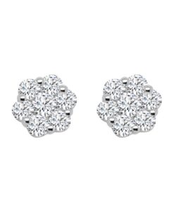 Cluster Stud 0.75 Carat Diamond Earrings