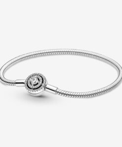 Pandora Moments Snake Chain With Halo Clasp 9.1 Bracelet