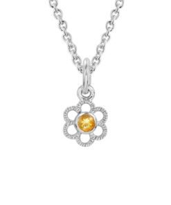 Childs Flower 0.52 Carat Round Diamond 14-15 Inch Necklace
