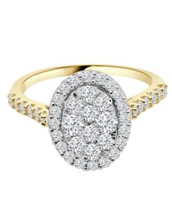 Oval Cluster Halo 1.00 Carat Diamond Engagement Ring