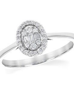 Oval Mosaic Halo 0.18 Carat Diamond Engagement Ring