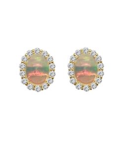 Halo 1.61 Carat Oval Opal Earrings