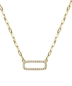 Open Bar Paperclip 0.20 Carat Diamond 18 Inch Necklace