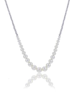 D/c Bead & Graduated Freshwater Pearl 18 Inch Necklace