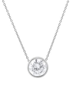 Bezel Solitaire 1.50 Carat Lab Diamond 18 Inch Necklace