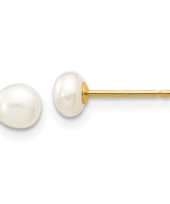 Button Freshwater Pearl Earrings
