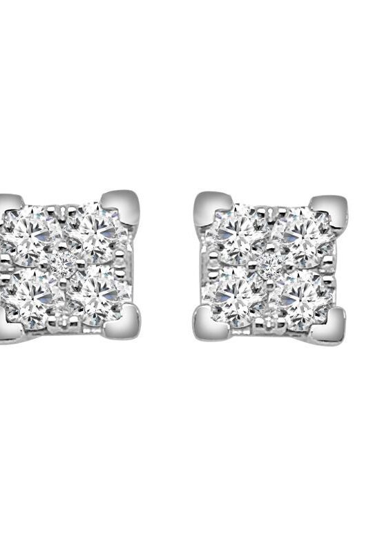 Cluster Square 0.50 Carat Diamond Earrings