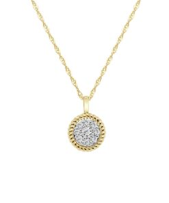 Rope Halo Cluster Circle 0.15 Carat Diamond 18 Inch Necklace