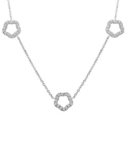 Three Cable Station Diamond 18 Inch Necklace