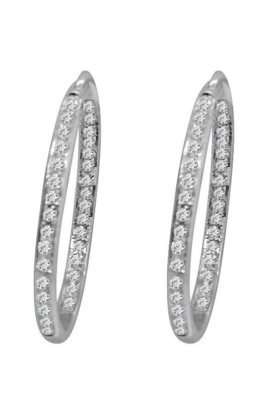Oval Inside Out Hoop 0.75 Carat Diamond Earrings