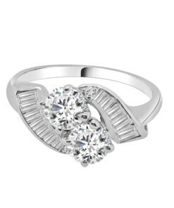 Ctr Approx 1.30ctw Bagettes .50 Approx Ladies Diamond Ring