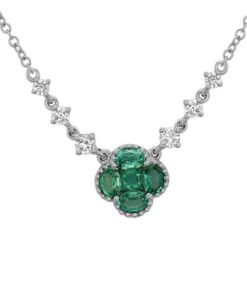 Station Clover 0.72 Carat Emerald Necklace