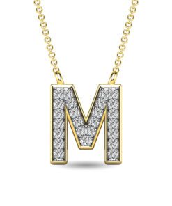 Initial M 0.10 Carat Diamond 18 Inch Necklace