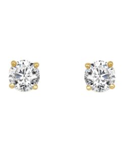 Four Prong 0.33 Carat Round Diamond Solitaire Stud Earrings