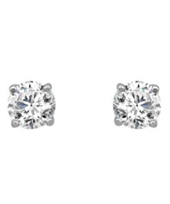 Four Prong 0.46 Carat Round Diamond Solitaire Stud Earrings