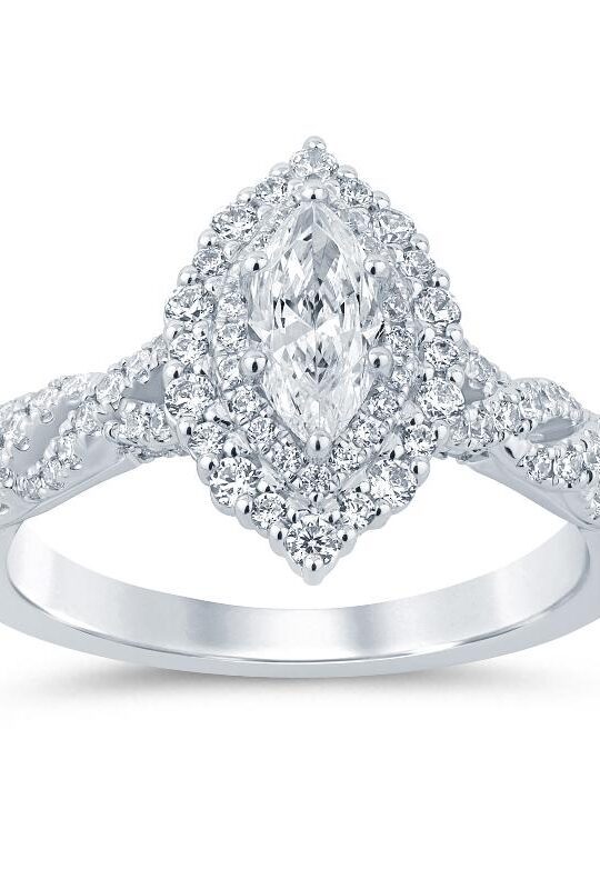 Twist Shank Marquise Double Halo Engagement Mounting