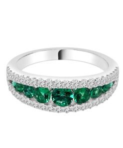 Graduated 3 Row 0.71 Carat Emerald Ring
