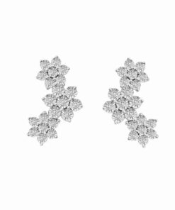 Triple Flower Climber 0.16 Carat Diamond Earrings